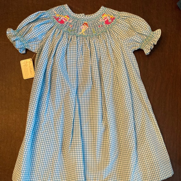 Classy Couture Other - Classy Couture Blue and White Gingham Mermaid smocked bishop dress in Size 24 mi